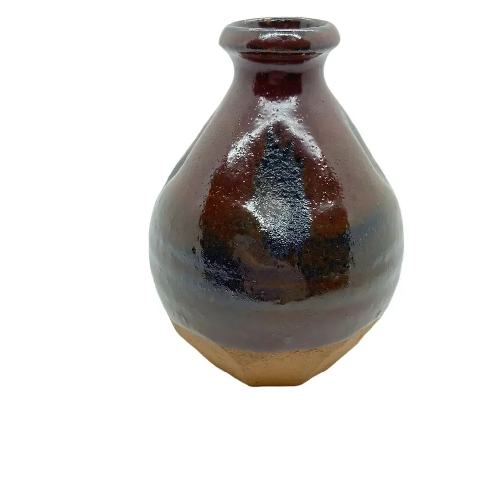 Pinch Pot Bud Vase Vintage Brown Decorative Charming Little Bud Vase Signed JD - Picture 3 of 13